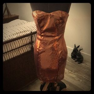 Sequin copper/ rose gold tube dress